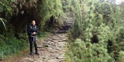 the original Inca trail and our very happy passenger