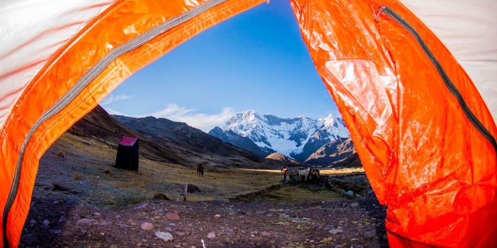 A beautiful view of the Ausangate mountain from our tent, on the Ausangate trek 7 days