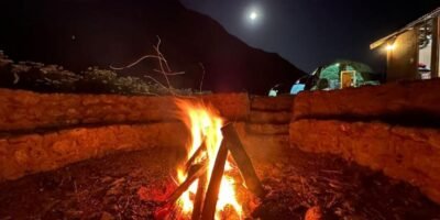 Campfire at our Soraypampa camp: First camp