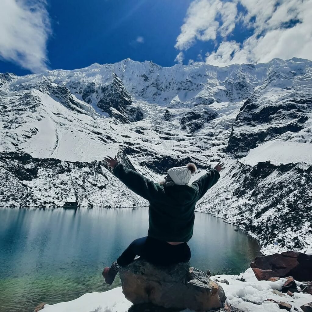 Humantay Lagoon with snow