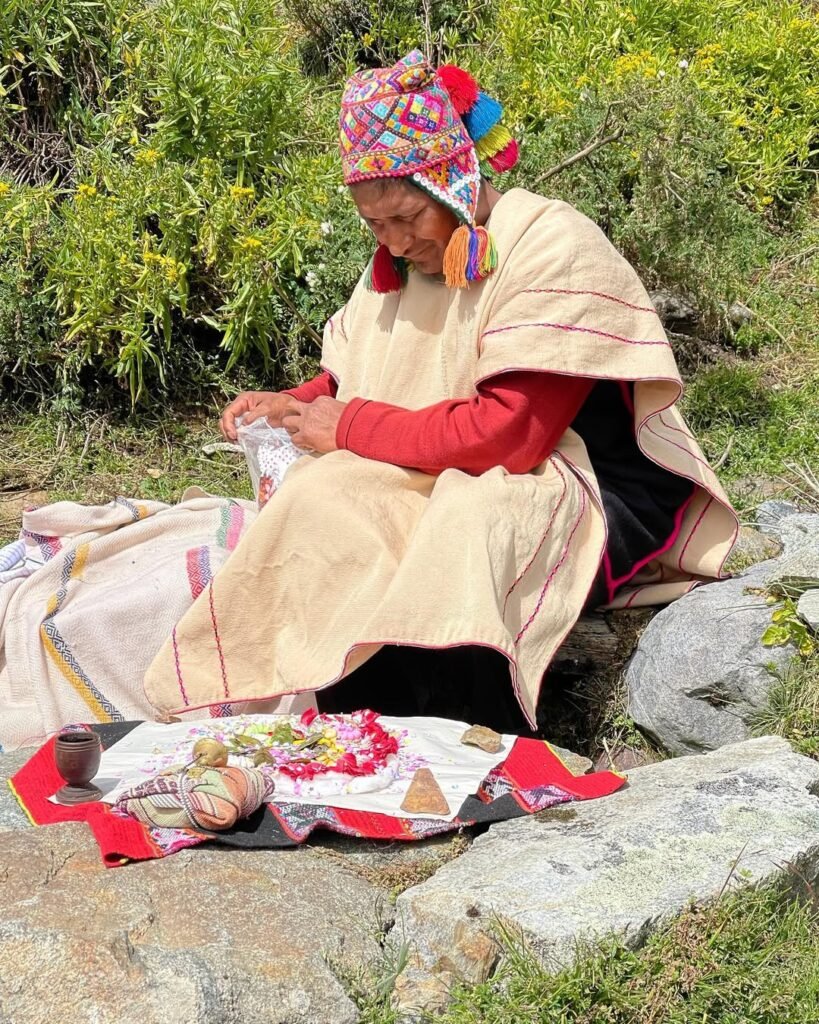 Offering to the Humantay lagoon