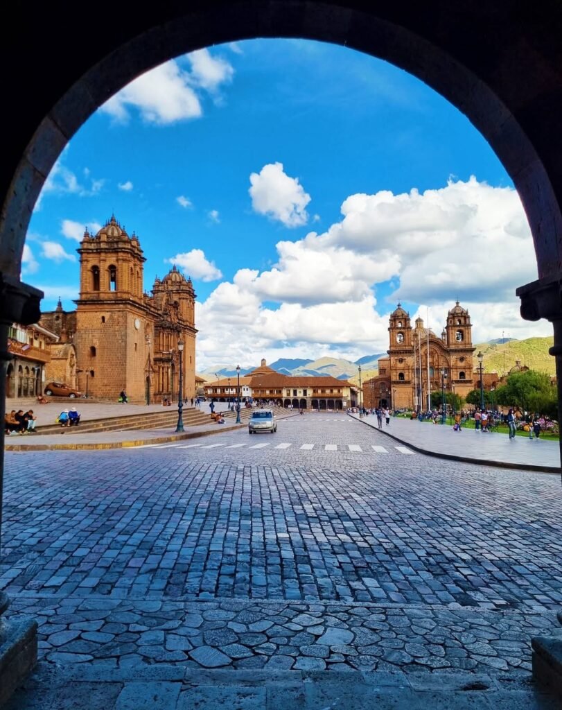 The central square of the city of Cusco, beautiful from any angle you view it.